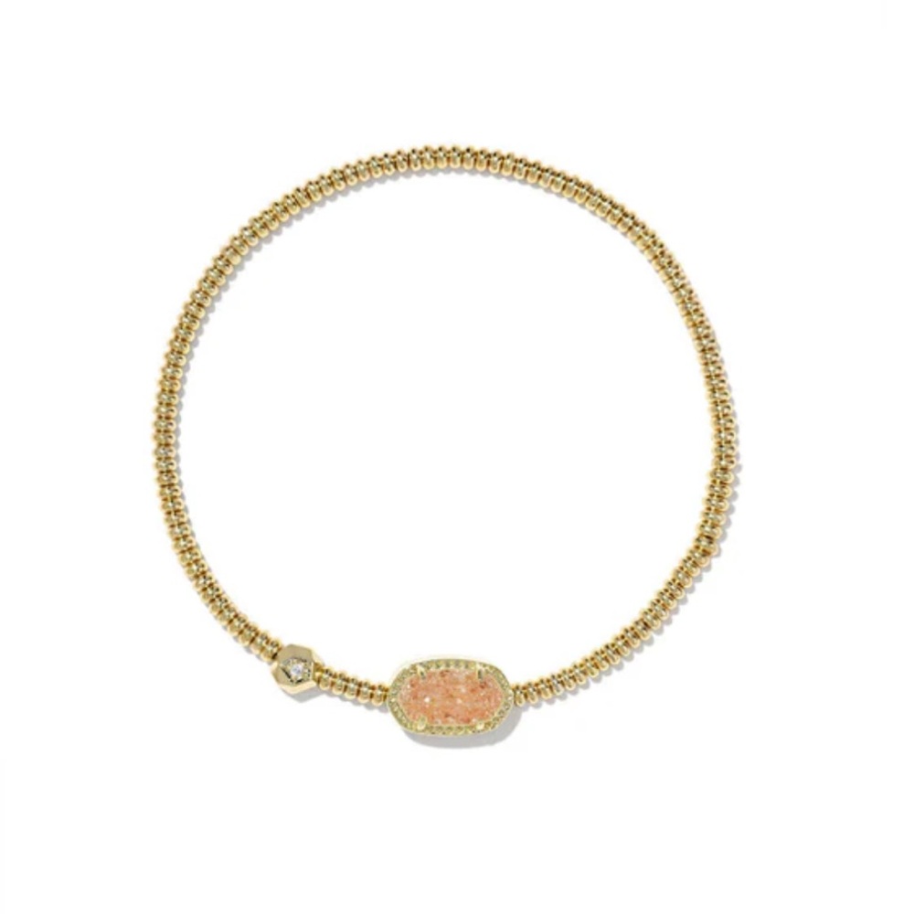 Kendra Scott Grayson Gold Sand Drusy Stretch Bracelet New
